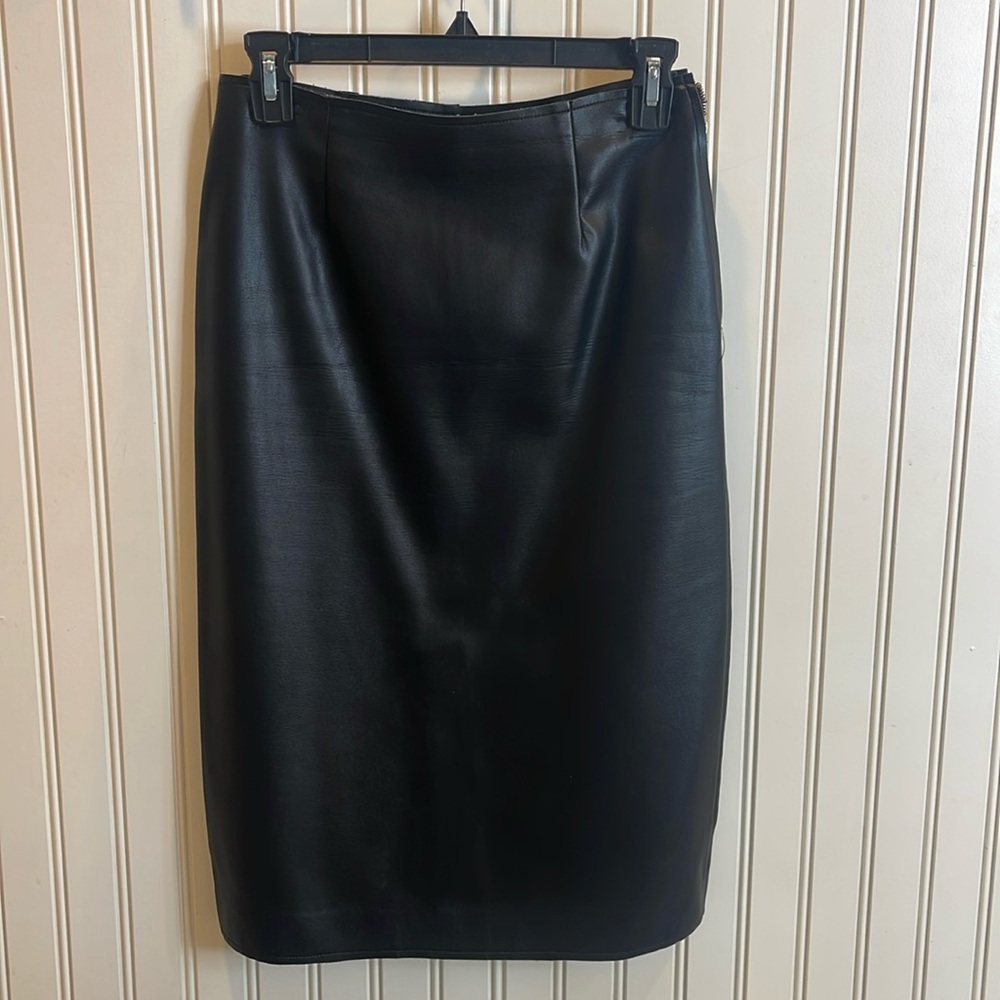JOA black faux leather pencil skirt in Size Small.